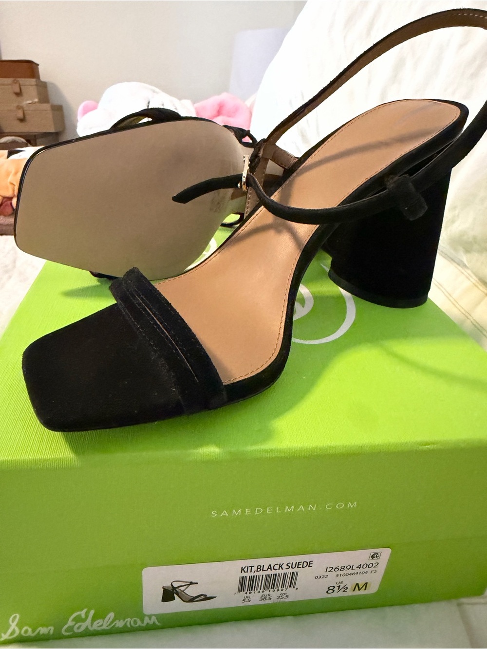 Sam Edelman Kit Black Suede Block Heel Sandal
